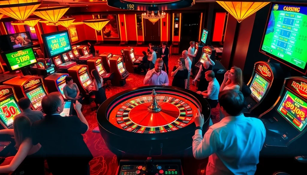 rr88.shopping offers an exhilarating casino experience with players celebrating wins at vibrant gaming tables.